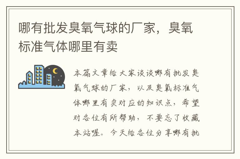 哪有批发臭氧气球的厂家，臭氧标准气体哪里有卖