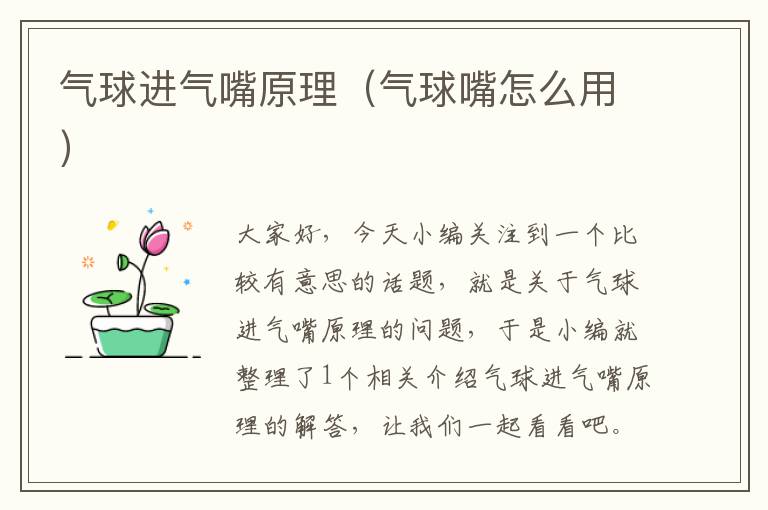 气球进气嘴原理（气球嘴怎么用）
