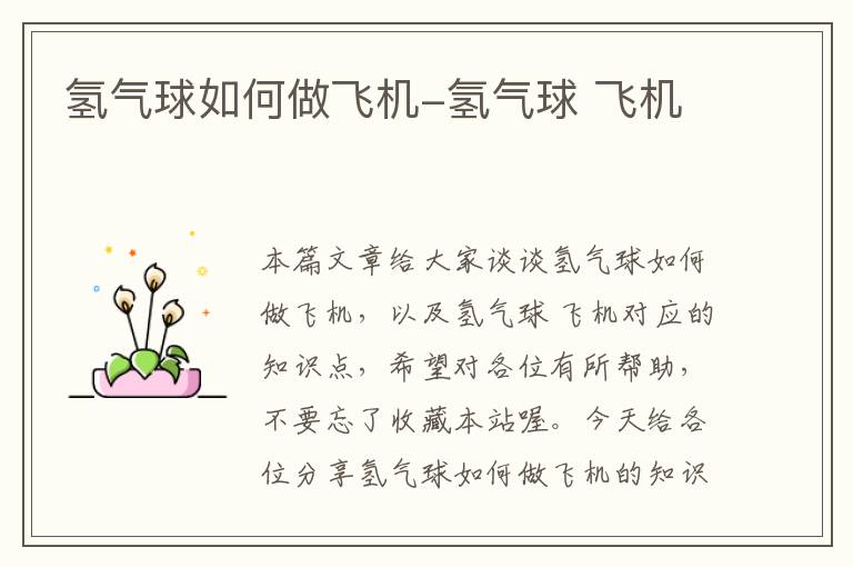 氢气球如何做飞机-氢气球 飞机